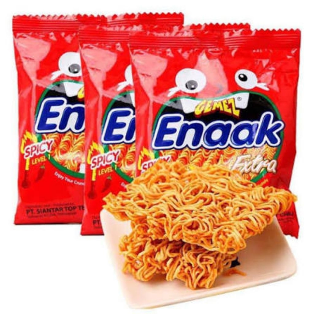 siêu sale_Snack mì trẻ em Enaak Indonesia vị cay cấp độ 1 20 gói x 28 g Mì Đỏ Enaak