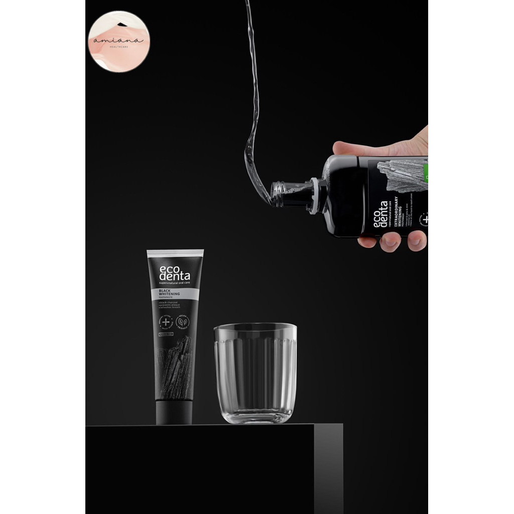 Kem đánh răng than tre & trà xanh làm trắng - không bào mòn- Ecodenta Black Whitening 100ml, 98% tự nhiên