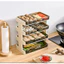 Giá sơ chế thực phẩm 6 tầng gắn tường, có cánh cửa tủ, khay đựng đồ ăn lẩu, có lỗ thoát nước