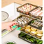 Giá sơ chế thực phẩm 6 tầng gắn tường, có cánh cửa tủ, khay đựng đồ ăn lẩu, có lỗ thoát nước