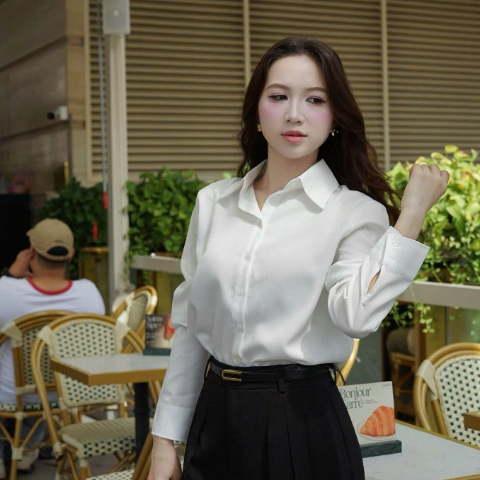 Jolly Studio - Áo Sơ Mi Nữ A06 Chất Vải Xược Hàn Phong Cách Công Sở (FORM RỘNG)
