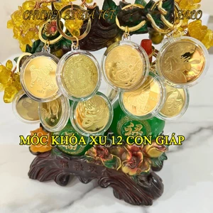 Móc Khóa 12 Con Giáp Đồng Xu Phong Thủy May Mắn