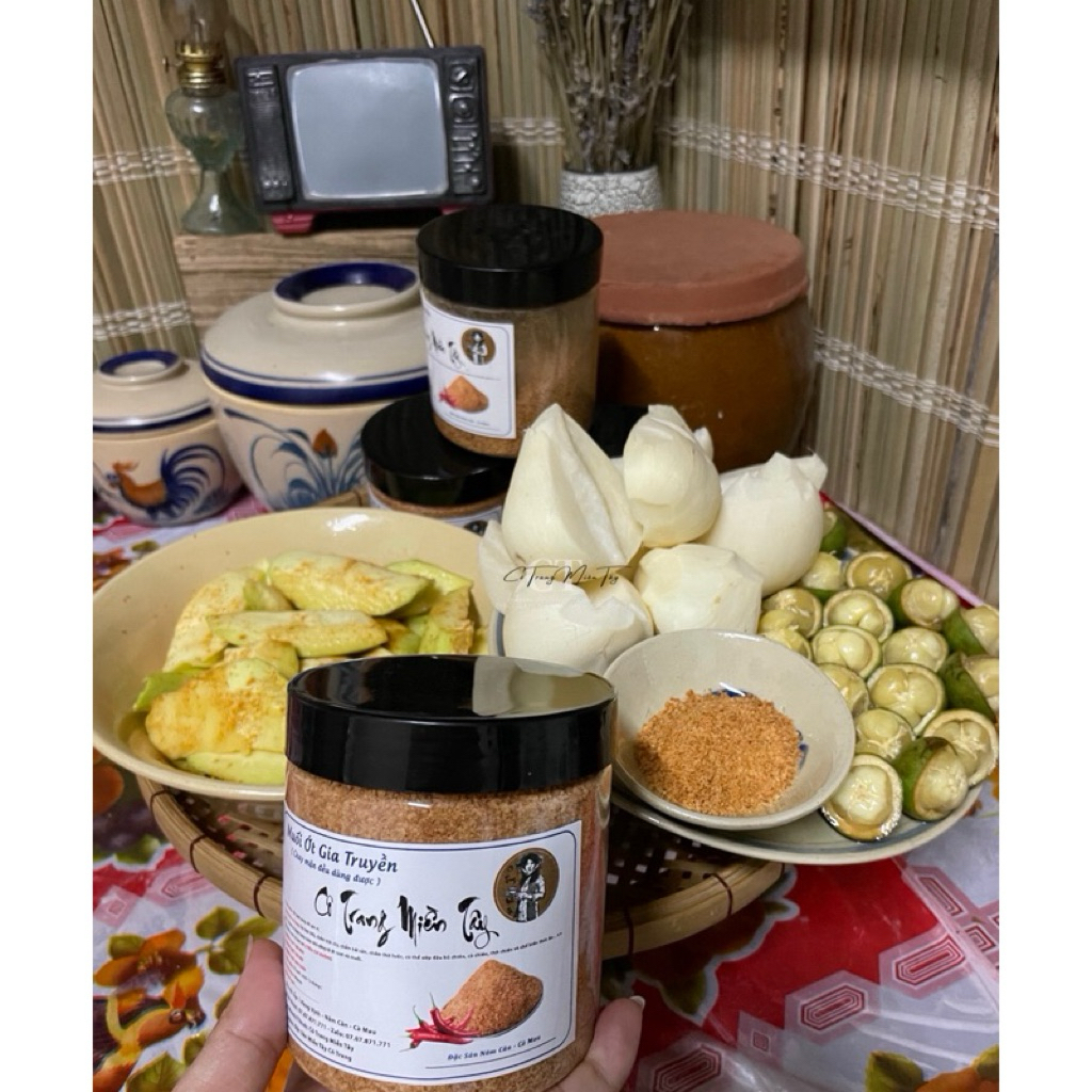 Muối ớt làm nhà chay mặn đều dùng được 1hủ 500gram