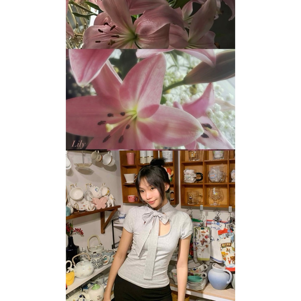 Áo thun ôm body cổ tròn thắt nơ
