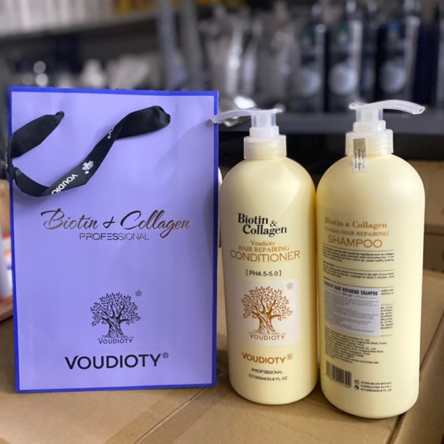 Cặp Dầu Gội Xả Biotin Collagen Giảm rụng tóc, kiềm dầu, ngăn gàu, phục hồi hư tổn 1000ml