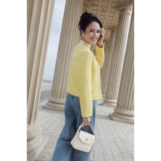 [LAMER x VIỆT HOA] Áo Dạ Tweed Cổ Tròn Dáng Suông, Áo Khoác Dạ 2 Lớp Đứng Form Thanh Lịch Sang Trọng O65W25T006