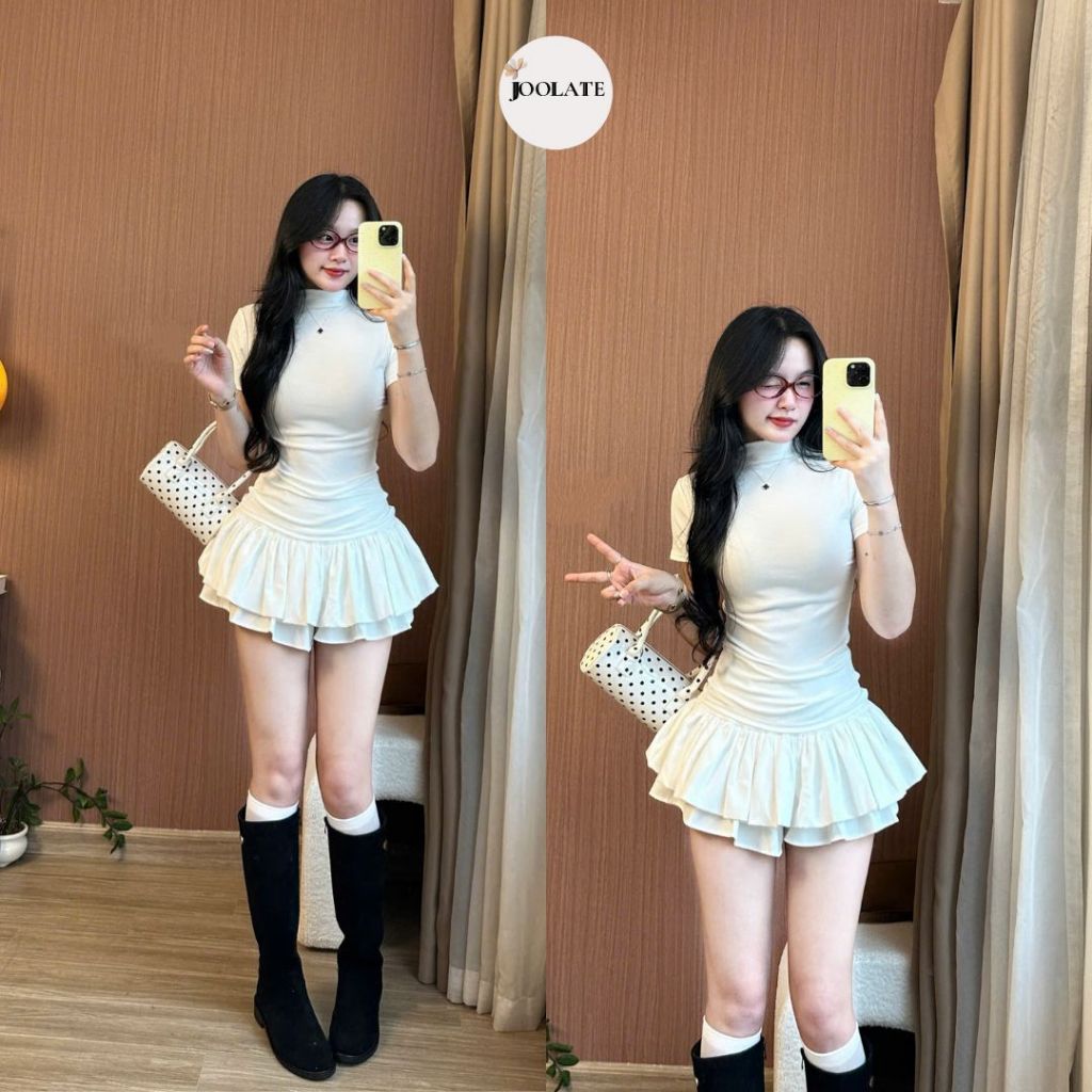 Áo Thun Nữ Basic Cổ Leo Joolate Form Ôm Body Co Giãn Tôn Dáng Siêu Đẹp