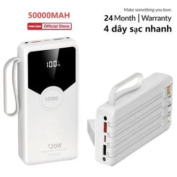(Tặng Cáp Sạc Nhanh)sạc dự phòng 50000mAh 80000mAh sạc nhanh pin 120W dung lượng lớn có sẵn nhiều dây sạc