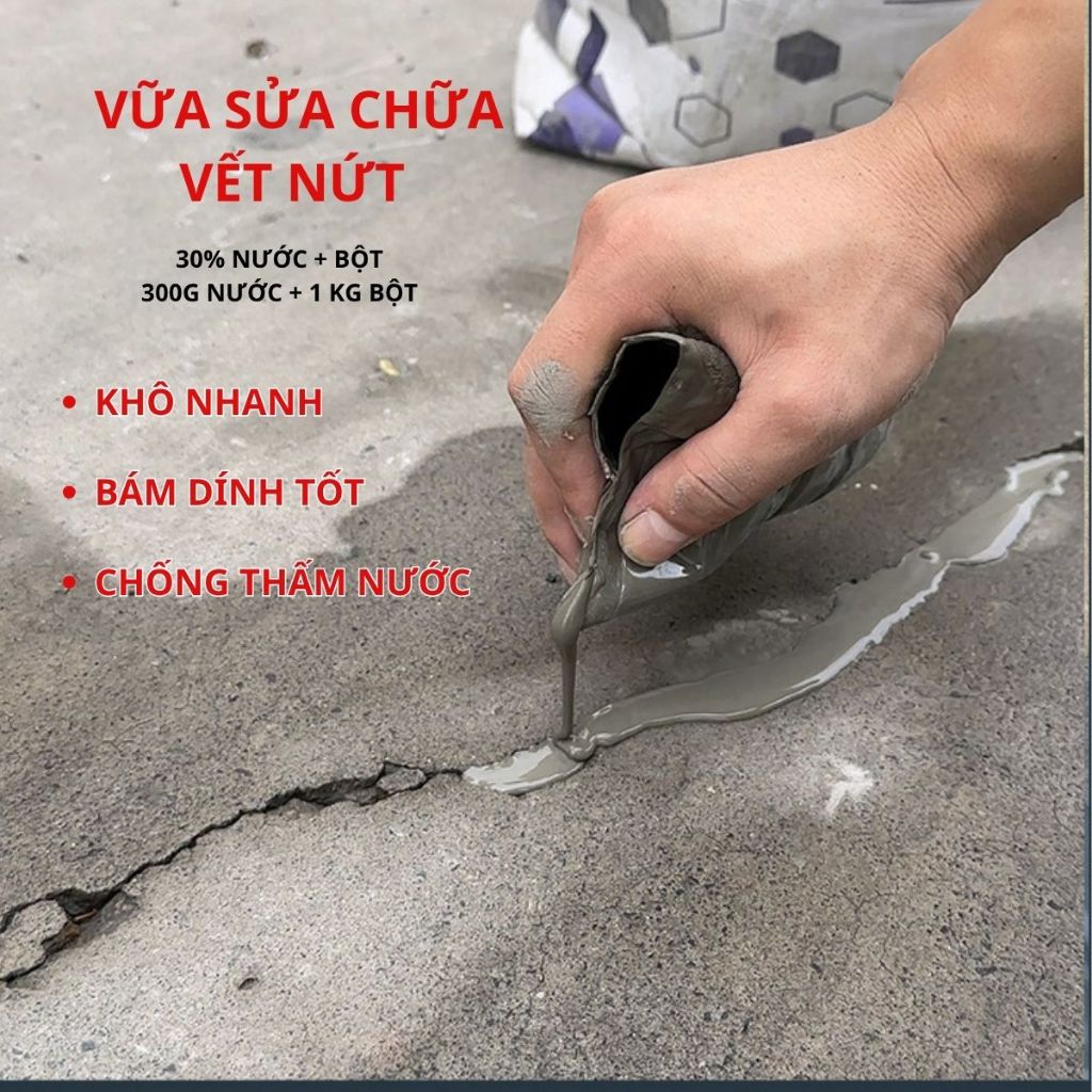 1kg Vữa rót tự chảy khô nhanh chống thấm tự len vào vết nứt chống nứt |Sửa Chữa Vết Nứt Bê Tông Khô Nhanh Chống Thấm