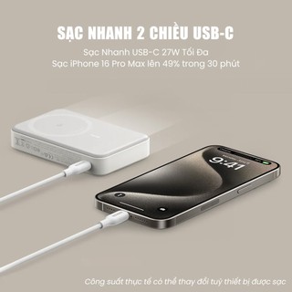 Pin Dự Phòng Từ Tính Anker MagGo A1654 10000mAh Sạc Không Dây 15W cho iPhone
