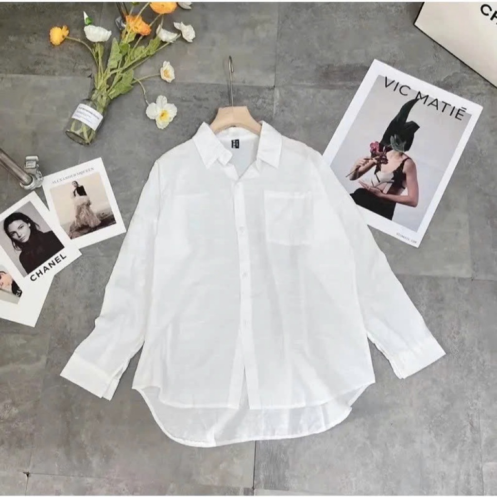 | LYN WEAR | Áo khoác sơ mi trắng nữ form rộng tay dài vạt bầu đũi voan xước mỏng nhẹ đi biển