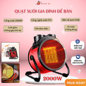 Máy Sưởi Mùa Đông, Quạt Sưởi Công Suất Lớn 2000W, Quạt Sưởi Gốm PTC 3 Chế Độ Nhiệt Làm Ấm Cực Nhanh An Toàn Khi Sử Dụng