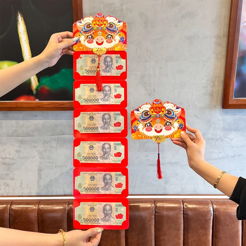 Bao lì xì 2 ngăn, 6 ngăn, 10 ngăn đỏ độc đáo xuân Bính Ngọ Tết 2026