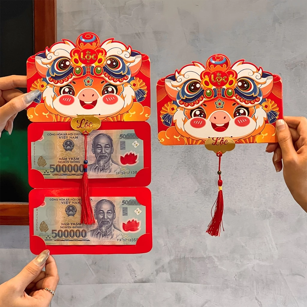 Bao lì xì 2 ngăn, 6 ngăn, 10 ngăn đỏ độc đáo xuân Bính Ngọ Tết 2026