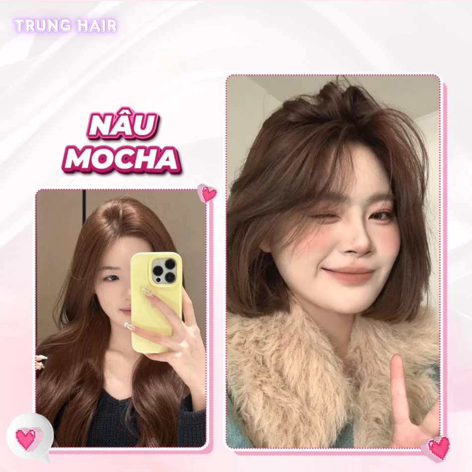 Thuốc nhuộm tóc NÂU MOCHA, NÂU LẠNH không tẩy, lên từ nền đen, tặng kèm trợ nhuộm| Trunghair