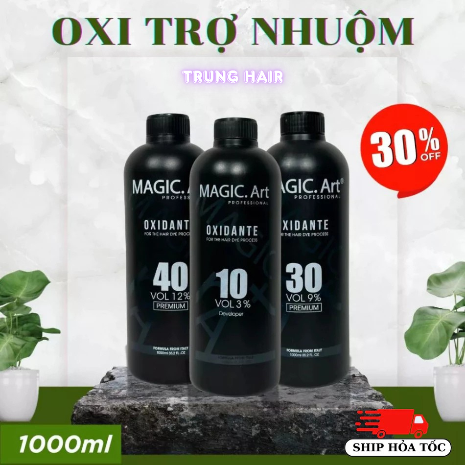 Oxy trợ nhuộm chống xót da đầu chai 1000ml hương bạc hà, hỗ trợ tẩy nhuộm an toàn | Trunghair