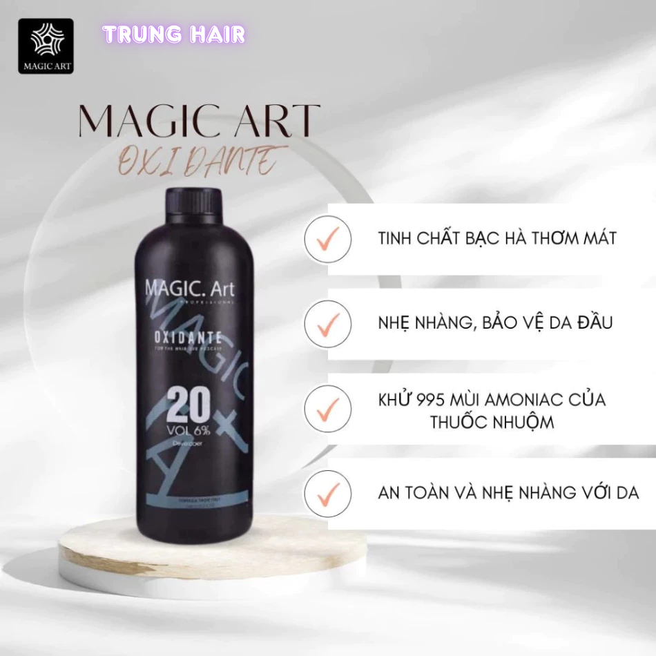 Oxy trợ nhuộm chống xót da đầu chai 1000ml hương bạc hà, hỗ trợ tẩy nhuộm an toàn | Trunghair