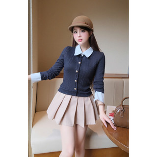 Cozy Beige Set Set áo len mix chân váy kaki siêu xinh Áo len thừng phối cổ somi, chân váy có lót quần