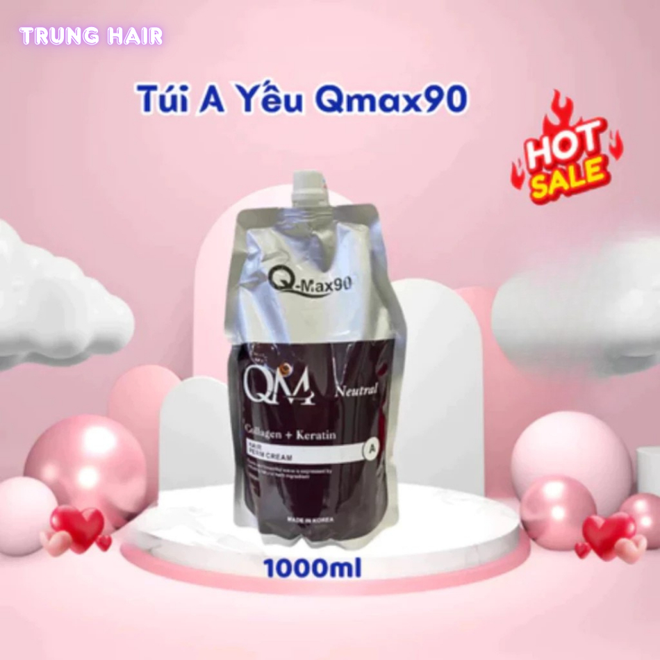 [Mẫu Mới] Thuốc uốn tóc Qmax90 cặp 2400ml hỗ trợ uốn cứng hóa và không quan tâm mềm hóa | Trunghair