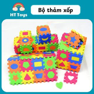 Bộ thảm xốp lắp ghép hình khối nhiều màu sắc cho bé tự do sáng tạo HT Toys