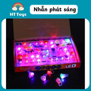 Nhẫn phát sáng tong bóng tối tặng kèm pin nhiều màu nhiều mẫu cute cho bé HT Toys