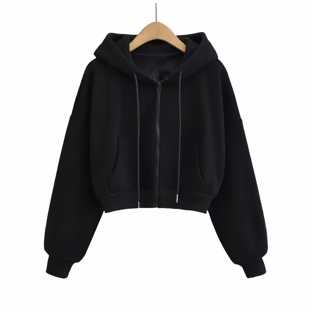 Áo Khoác Nỉ Hoodie Crotop Mũ Siêu To  Chất Vải Dày Dặn Cho Mùa Thu Đông (Có Bigsize) - LL06