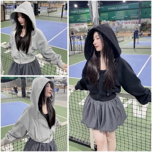 Áo Khoác Nỉ Hoodie Crotop Mũ Siêu To Chất Vải Dày Dặn Cho Mùa Thu Đông (Có Bigsize) - LL06