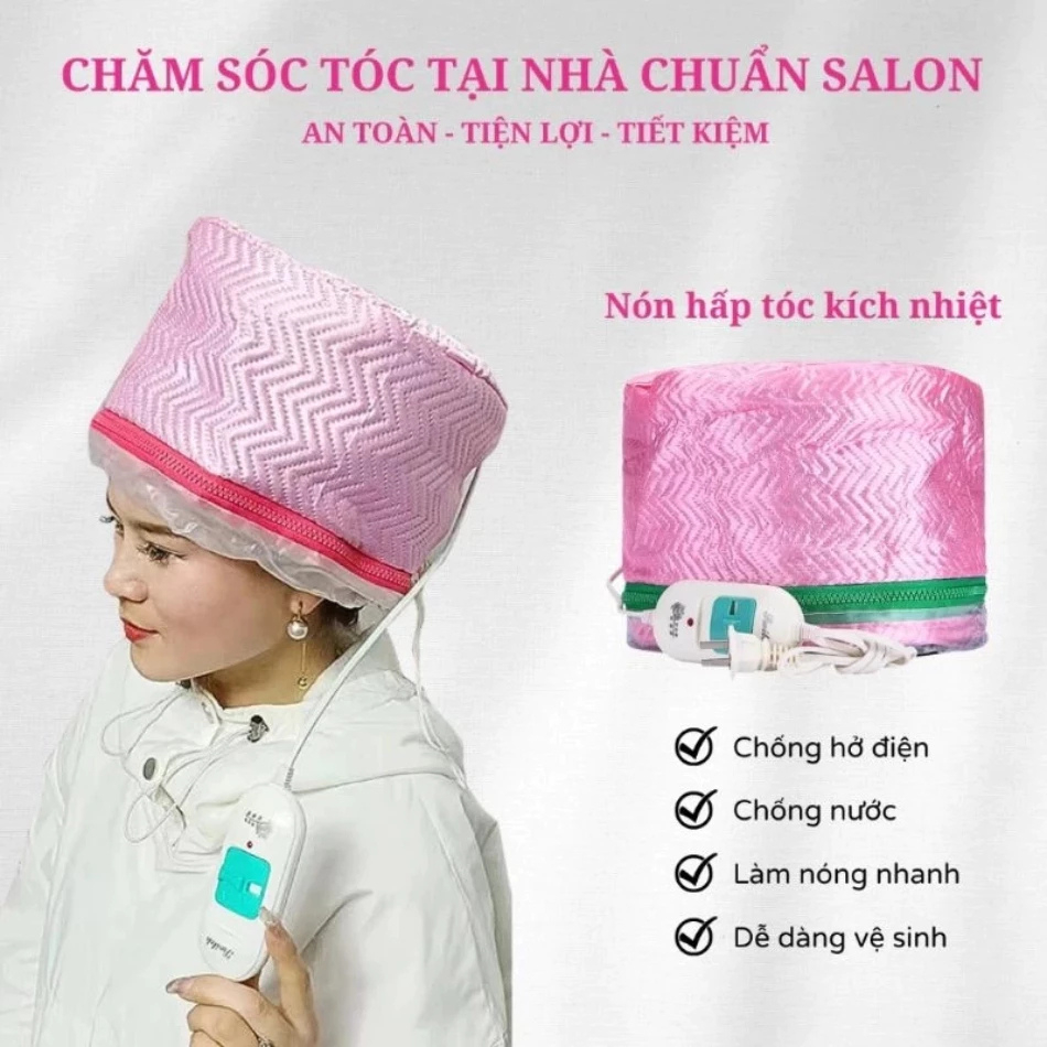 Mũ hấp tóc tại nhà loại 1, mũ ủ tóc nhiệt tại nhà cao cấp 3 chế độ nóng tiện lợi | Trunghair