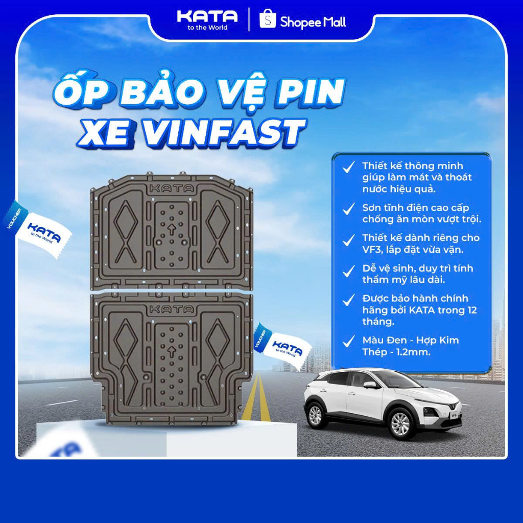 Giáp bảo vệ pin KATA cho xe Vinfast chính hãng cao cấp chống ăn mòn, tản nhiệt hiệu quả, thiết kế chuyên biệt
