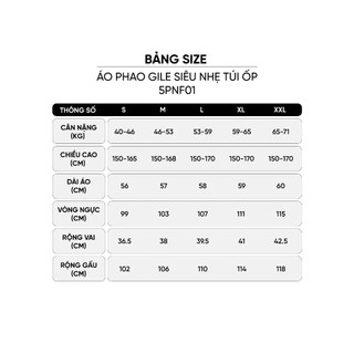 5PNF01 Áo phao gile CARDINA chất liệu gió chần bông siêu nhẹ túi ốp có mũ 5PNF01