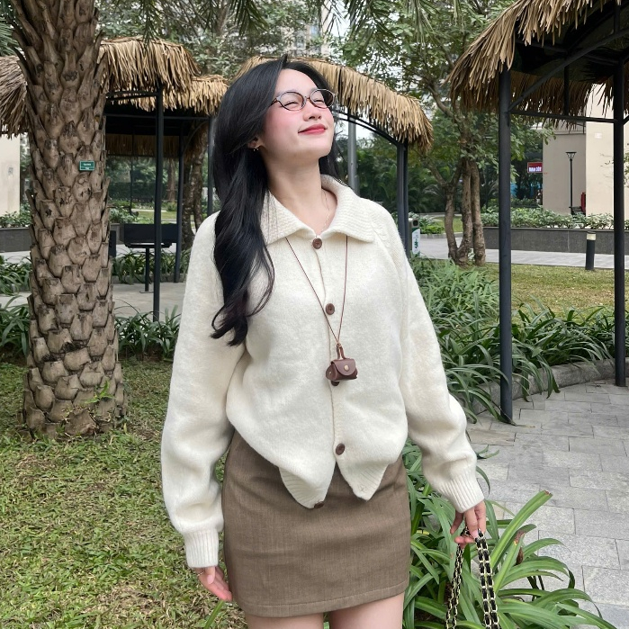 Áo Cardigan Len Cổ Bẻ Cài Cúc Trơn Joolate dáng Basic len cao cấp mềm mịn 556 P11