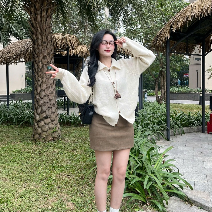 Áo Cardigan Len Cổ Bẻ Cài Cúc Trơn Joolate dáng Basic len cao cấp mềm mịn 556 P11