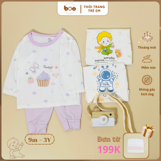 Bộ quần áo dài tay petit cho bé 6m - 3Y mềm mịn thoáng mát, họa tiết dễ thương, không gây kích ứng