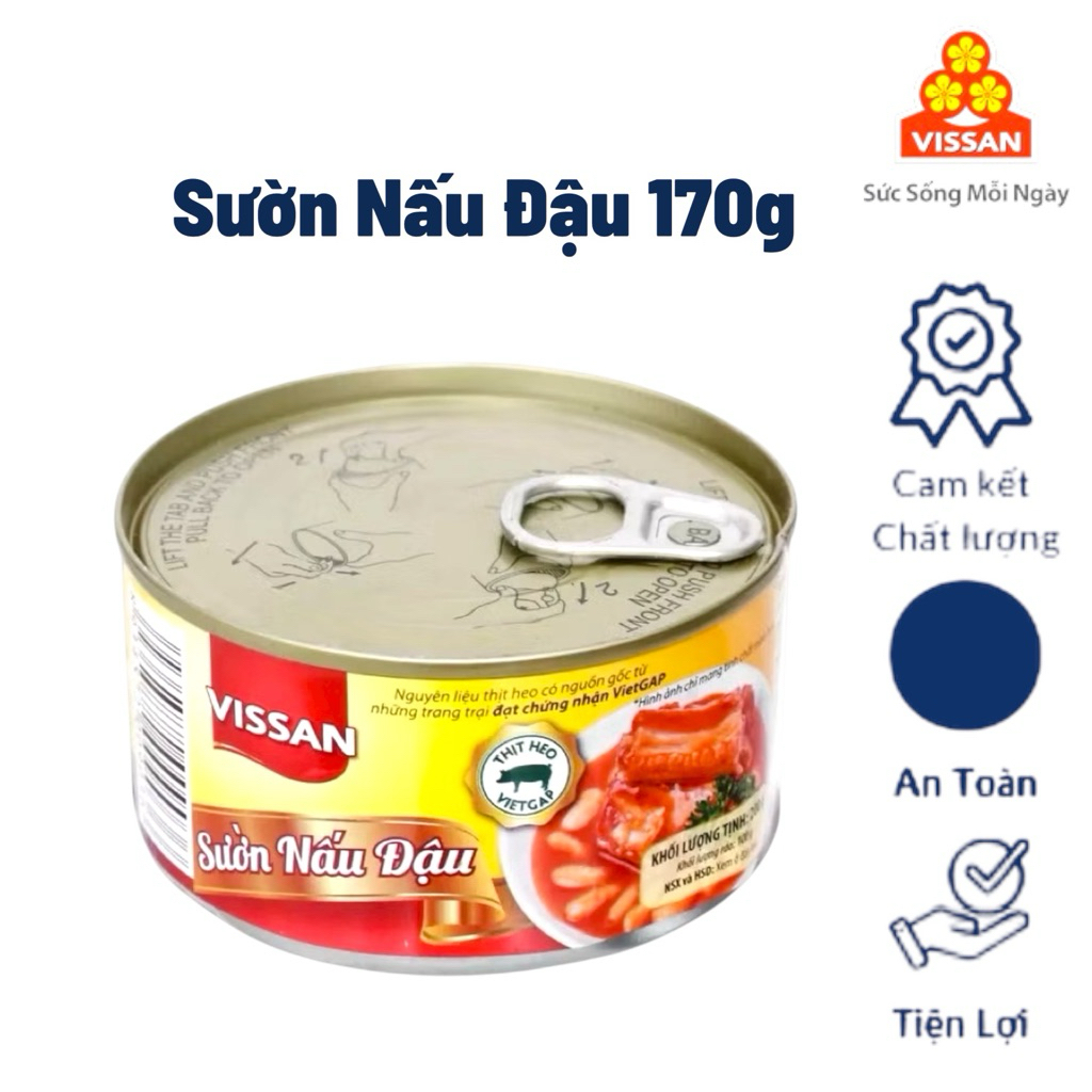 Vissan Combo 5 hộp Sườn Nấu Đậu 170g Chính Hãng Date 2029