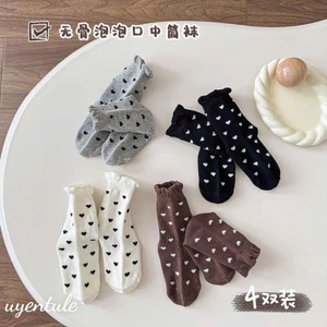 Set 10 đôi tất viền bèo mix tim cho bé 1-9y