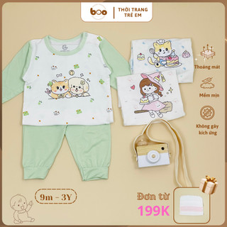 Bộ dài tay petit cho bé 6m - 3Y vải mềm mịn thoáng mát, in hình đáng yêu Quần áo dài tay