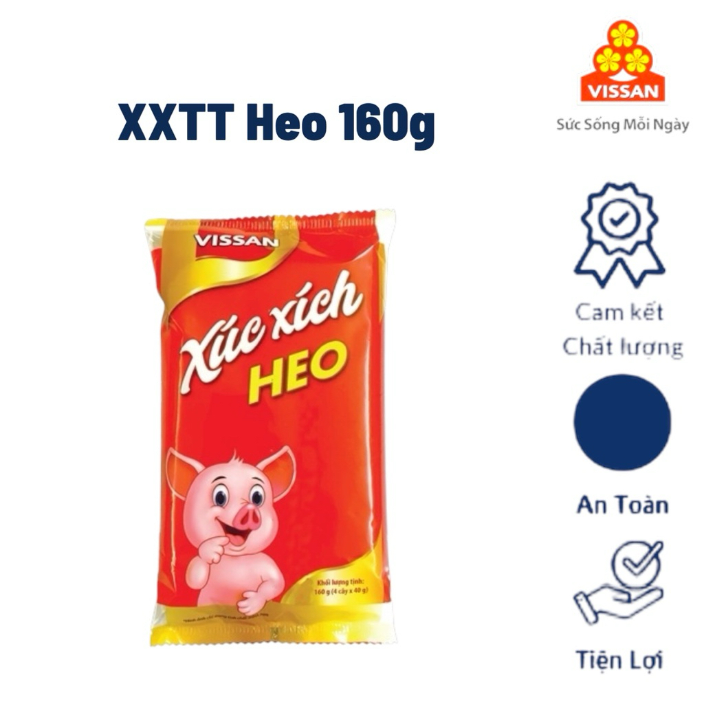 Vissan Combo 5 Gói Xúc Xích Tiệt Trùng Vissan Heo 160g ( 4 Cây 40g ) Date Mới