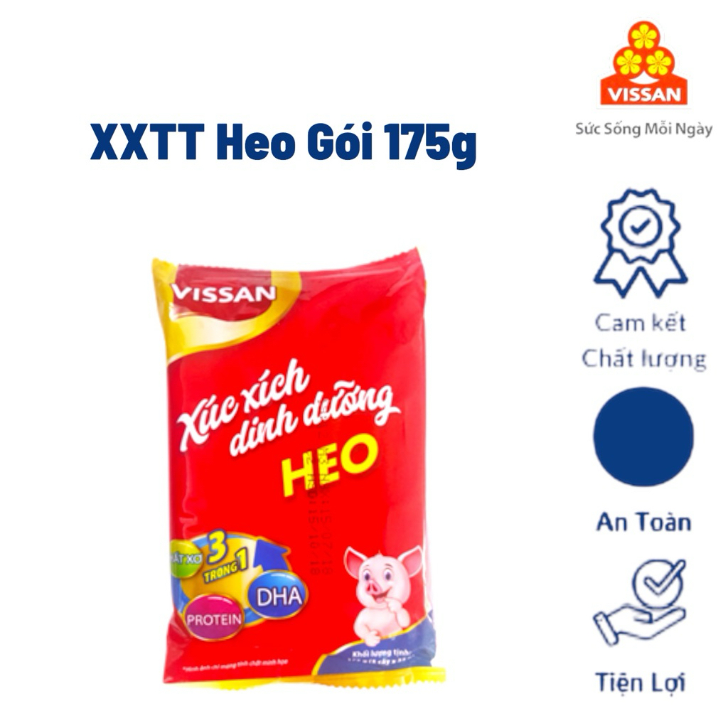 Vissan Combo 5 Xúc Xích Dinh Dưỡng Heo Gói 175g (5 cây x 35g) Date Mới