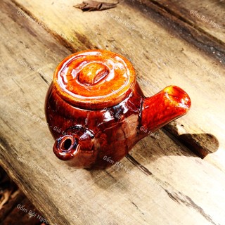 Siêu Gốm Mini Men Nâu Có Nắp Nấu Sâm - Pha Cà Phê - Đựng Nước Tương - Gốm Lái Thiêu Cho Người Hoài Niệm