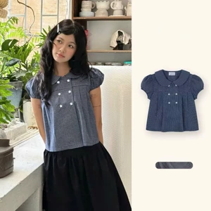 Áo babydoll kẻ kiểu Kori Top ୨୧ by Vintagevibes.