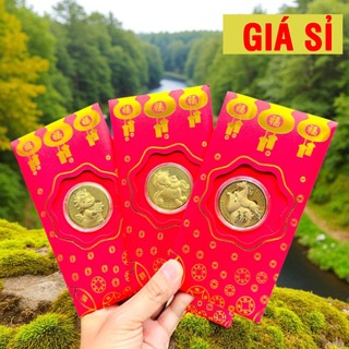 [HÓT] (Tết 2026) Bao lì xì hình con Ngựa mạ vàng , Bao lì xì Thần Tài quà tặng phong thủy, may mắn, tài lộc, Tết