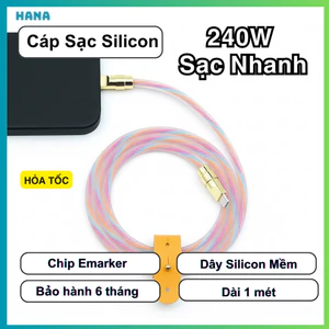 Dây cáp sạc nhanh 240W Type C - Dài 1 mét - Chip Emarker - Dây silicon mềm - Đầu sạc kim loạI - Decor đep (M3)