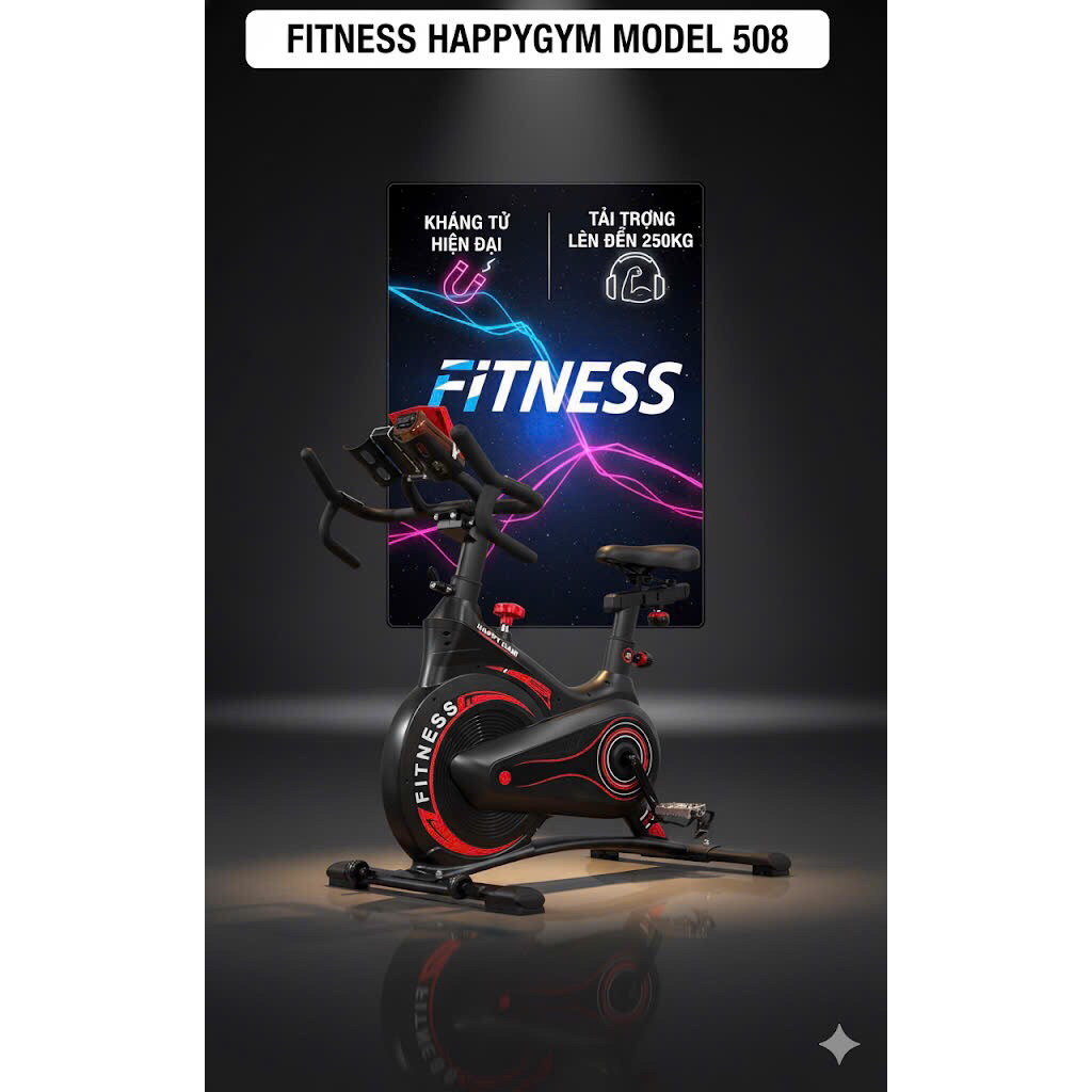 Xe đạp tập thể dục FITNESS GH_508, KHÁNG TỪ siêu êm {Cảm biến nhịp tim, có kệ để Ipad/đt, Yên xe siêu mềm và thoáng khí,