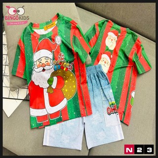 Set đùi bé trai thun lạnh in 3D loại 1 in họa tiết noel giáng sinh labubu dễ thương