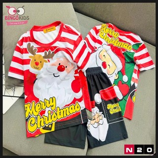 Set đùi bé trai thun lạnh in 3D loại 1 in họa tiết noel giáng sinh labubu dễ thương