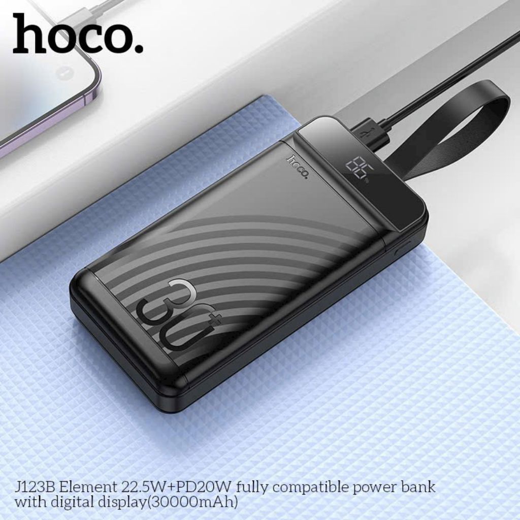 Sạc nhanh dự phòng hoco J123B(22.5w+PD20W) dung lượng 30000mah.