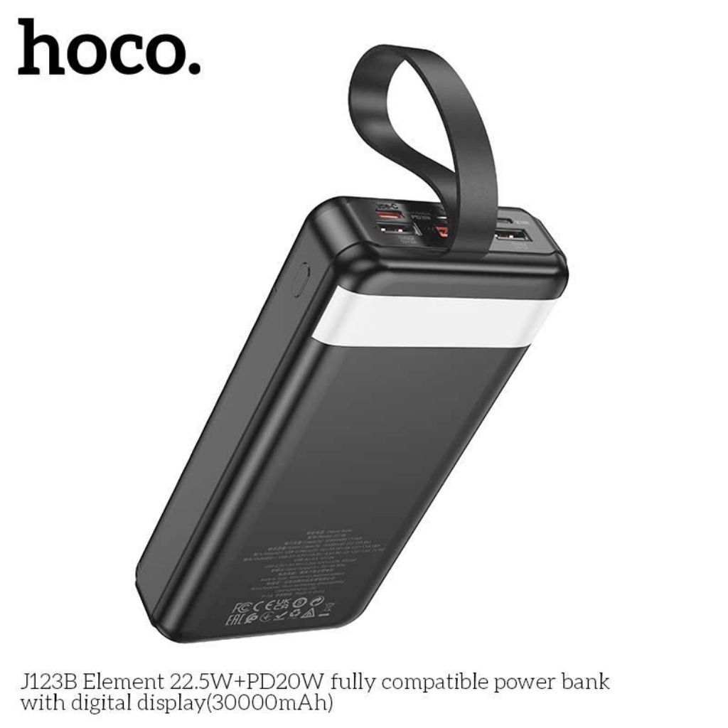 Sạc nhanh dự phòng hoco J123B(22.5w+PD20W) dung lượng 30000mah.