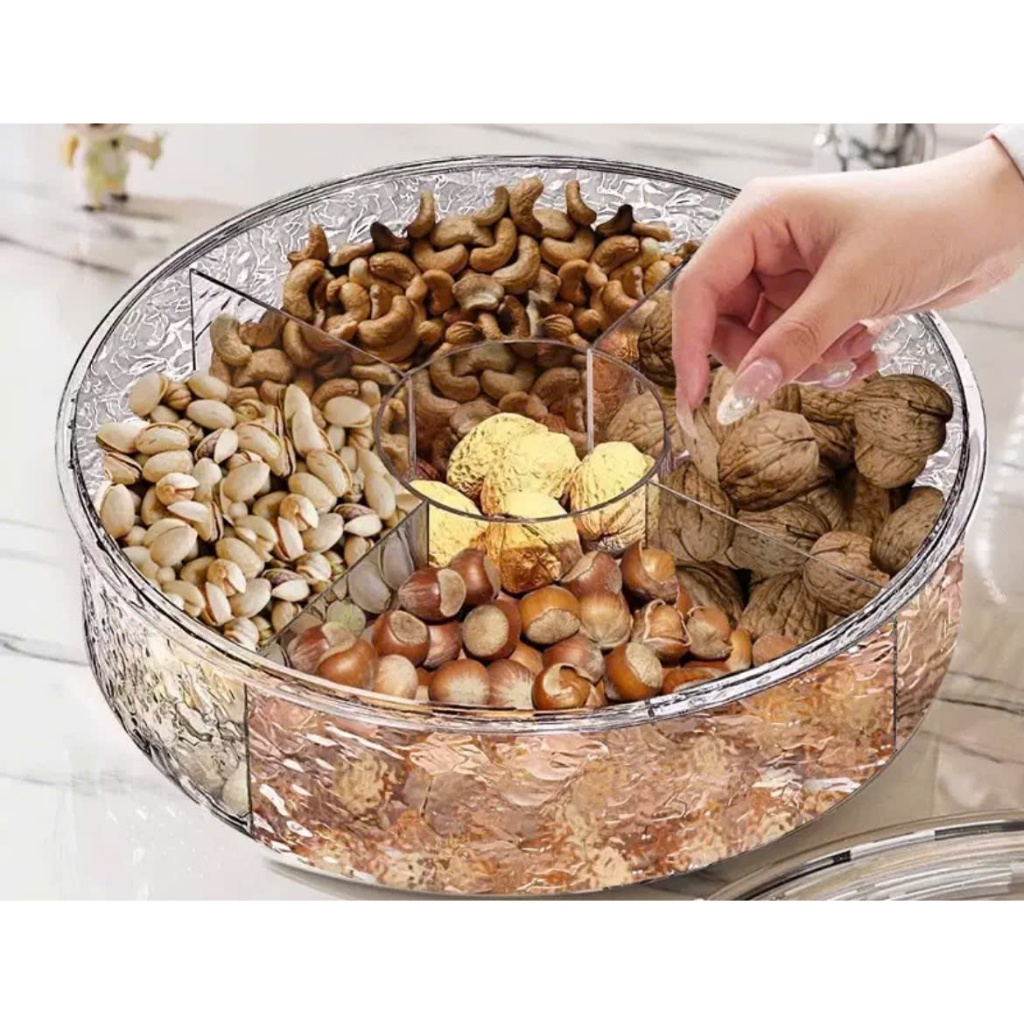 Khay đựng mứt tết, đựng bánh kẹo hoa quả tết có nắp dmrong cao su