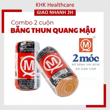 Combo 2 Cuộn BĂNG THUN 2 MÓC (Màu da) - Băng thun Quang Mậu sản xuất tại Việt Nam