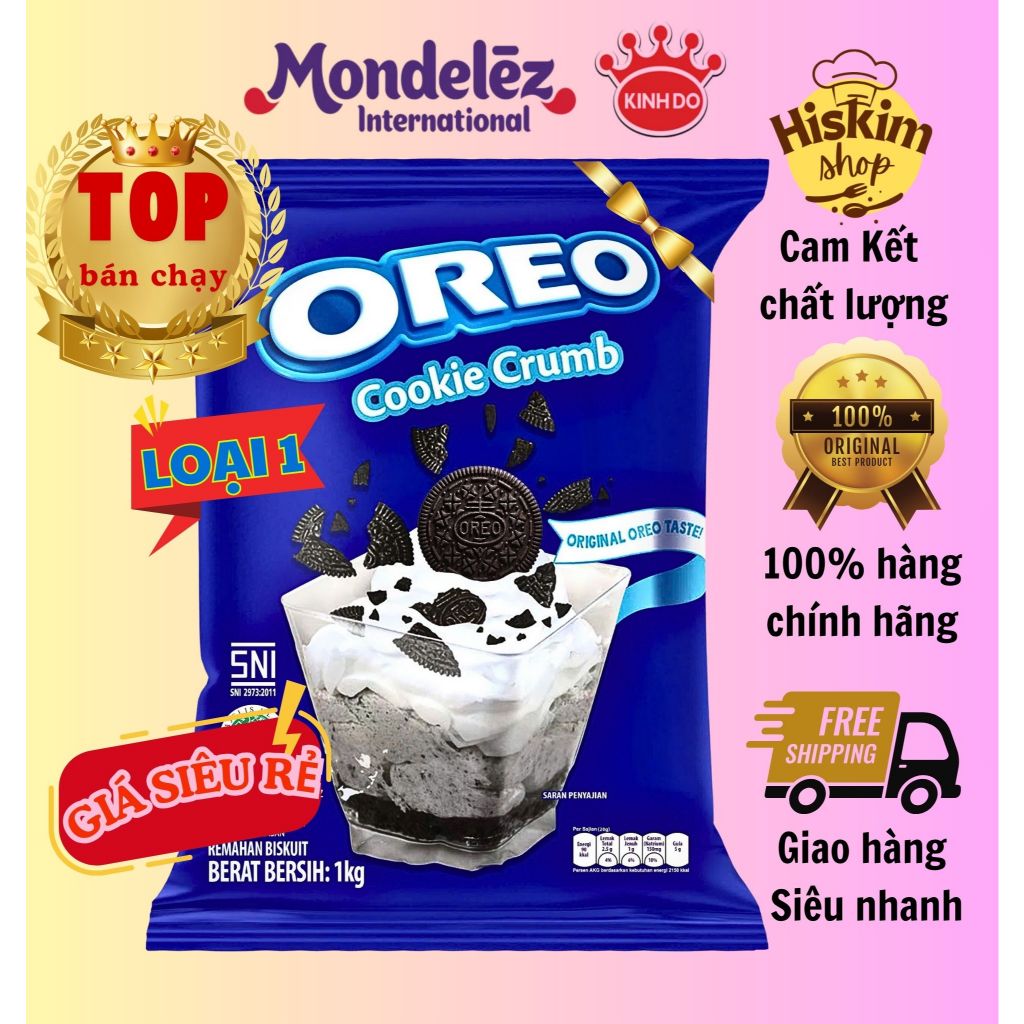Vụn Bánh Oreo 1kg Nguyên Chất - Trang trí Bánh, Pha Chế Đồ Uống (Loại 1 ...